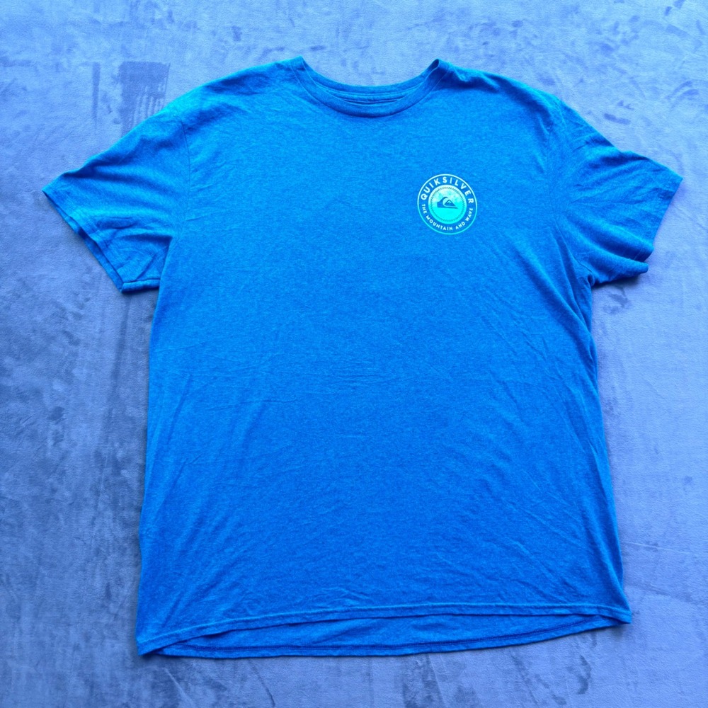 Quiksilver Mens Heather Blue Mountain and Wave Graphic T-Shirt XL Regular Fit